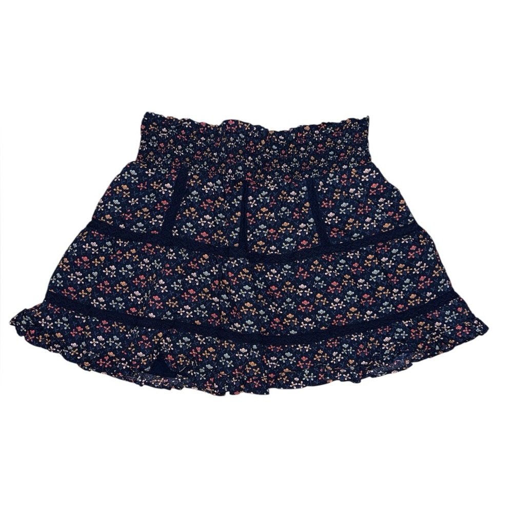 American Eagle Blue Floral Lined Mini Skirt Size Large